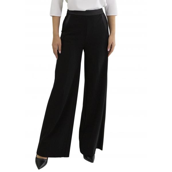 Pantaloni palazzo con tasche con rifiniture in raso e zip dietro Imperial